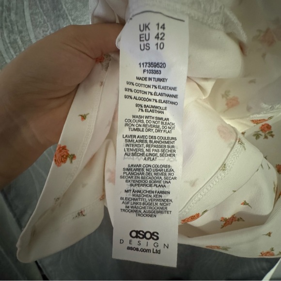 NWT $35 • ASOS Design • Mini Dress • Sleeveless • White Red Floral • Bow • Sz 10 - Picture 12 of 12